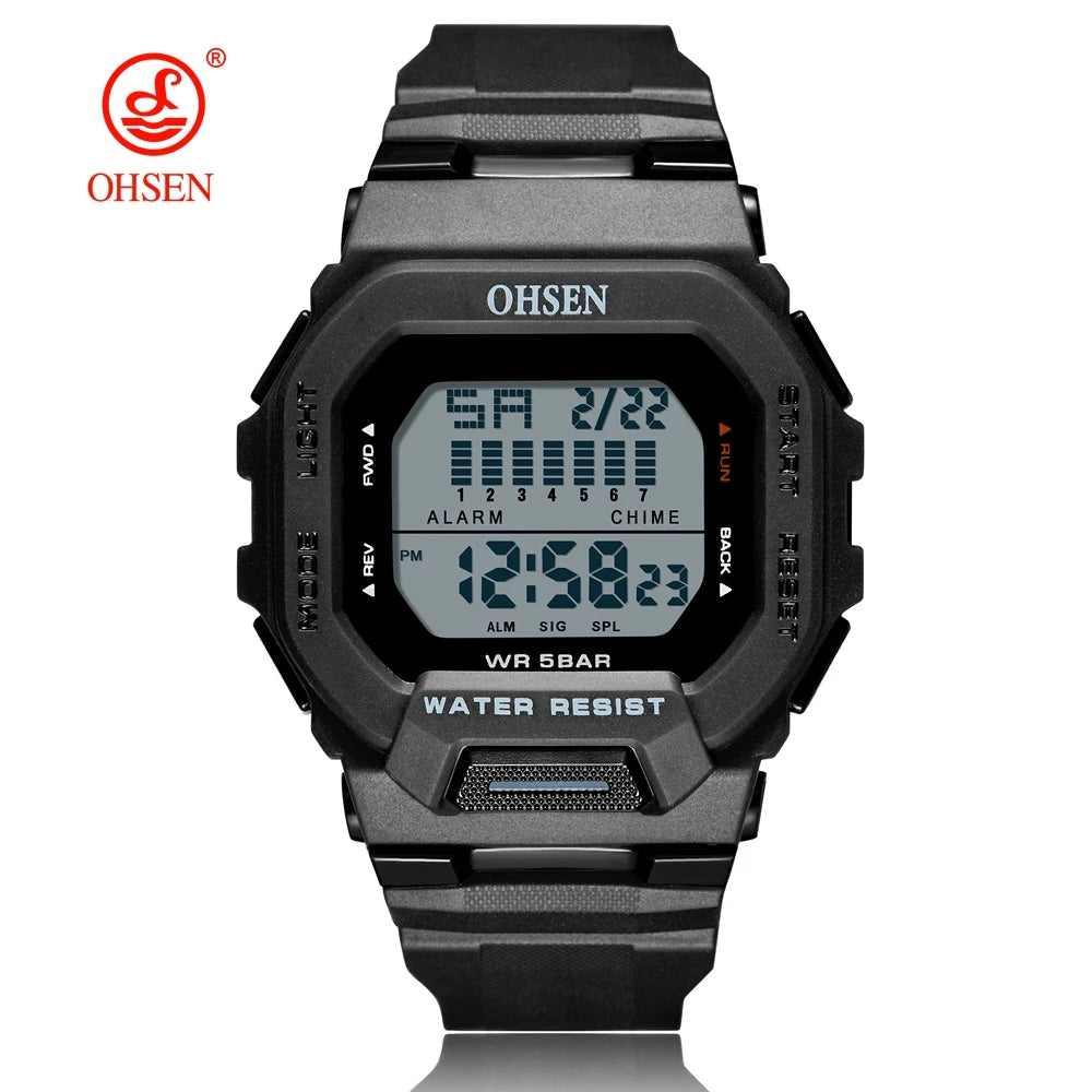 Outdoor Sport Digital Watches for Men Green Silicone Waterproof Tactical Electronic Men's Watch Big Dial Clock relogio masculino