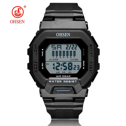 Outdoor Sport Digital Watches for Men Green Silicone Waterproof Tactical Electronic Men's Watch Big Dial Clock relogio masculino