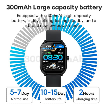 Smart Watch 2.01'' AMOLED Curved Screen IP68 Waterproof Bluetooth 5.3 Call AI Vioce Assistant Fitness Smartwatch for Men