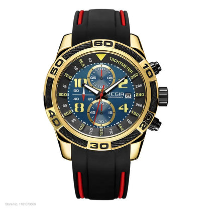 Megir Sports Watch Men Top Brand Luxury Chronograph Quartz Wrist Watches Silicone Bracelet Military Relogio Masculino Clock 2045