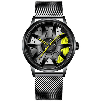 2025 Men Top Big Leather Watches Men Car Wheel Hub Stainless Steel Quartz Watch For Male Military Sports Watch Relogio Masculino