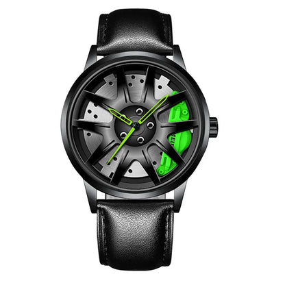 2025 Men Top Big Leather Watches Men Car Wheel Hub Stainless Steel Quartz Watch For Male Military Sports Watch Relogio Masculino