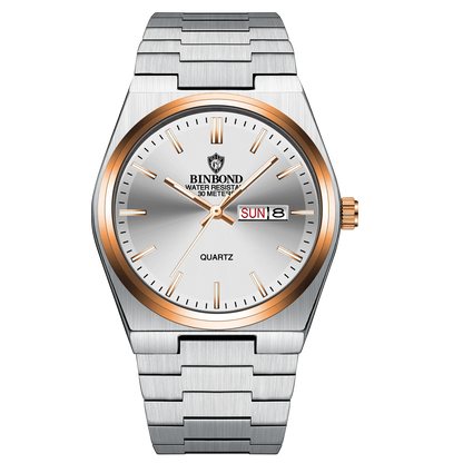 BINBOND Elegant Watches For Women Waterproof Luminous Date Week Ladies Watch Quartz Stainless Steel Woman's Fashion Wristwatch