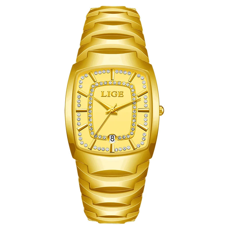 LIGE Elegant Luxury Watches for Woman Classic Fashion Casual Ceramic Strap Auto Date Waterproof Quartz Women's Watch Ladies Gift