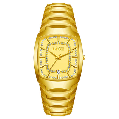 LIGE Elegant Luxury Watches for Woman Classic Fashion Casual Ceramic Strap Auto Date Waterproof Quartz Women's Watch Ladies Gift