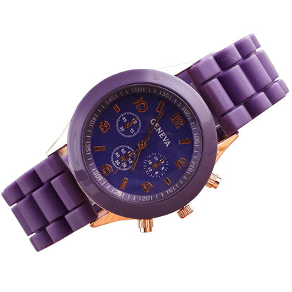 Men'S And Women'S Waterproof Watches Quartz Wristwatch  Circular Arabic Numeral Dial Silicone Strap Wristwatch Decorations Gift