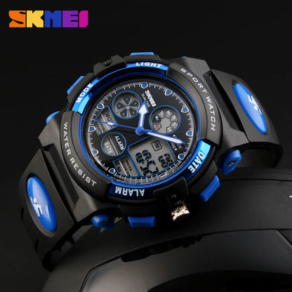 SKMEI Sports Kids Watches 5Bar Waterproof Wristwatch For Boys Girls Back Light Dual Time Display Children Watch Relogio Infantil