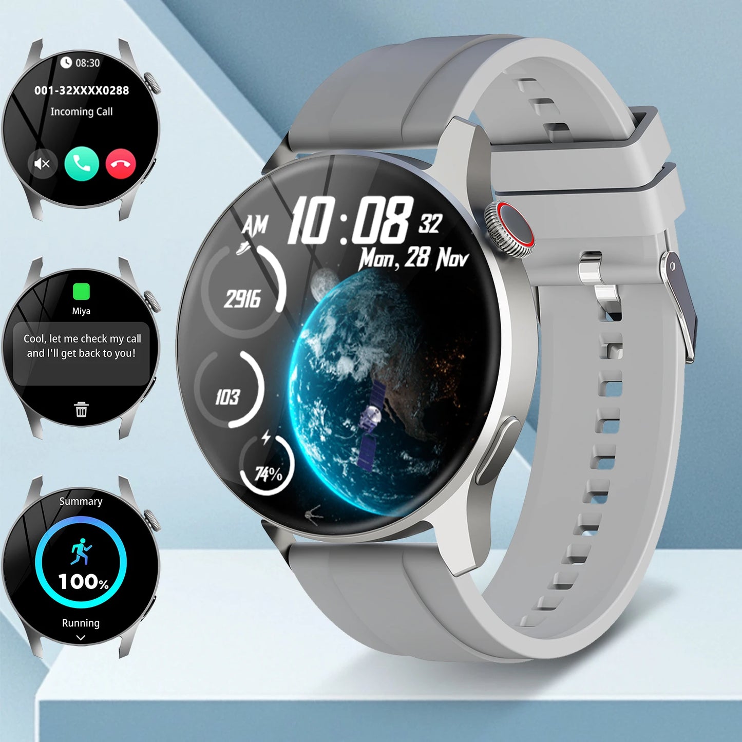 Smartwatch for men and women, wireless calling, 100+ sports modes, fitness tracker, heart rate monitoring, holiday gift