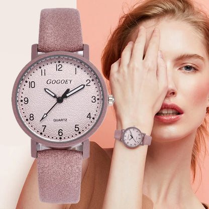 Women Watches Simple Casual Arabic Numbers Leather Analog Quartz Watches for Woman Fashion Ladies Clock Gift montres femmes
