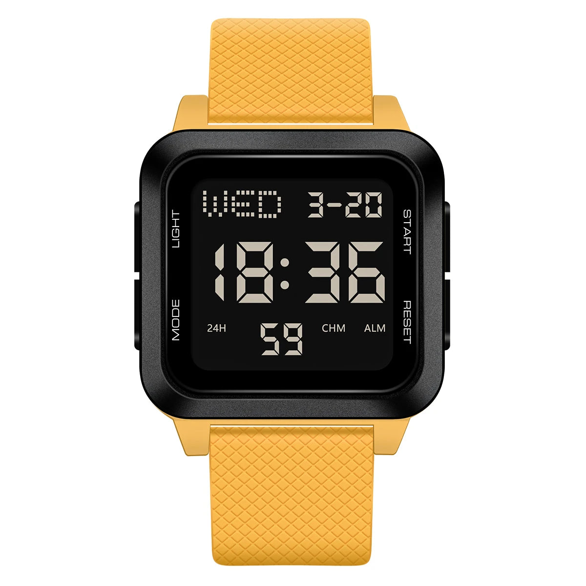Men's sports watch, electronic waterproof LED digital watch, student alarm clock, countdown square electronic watch