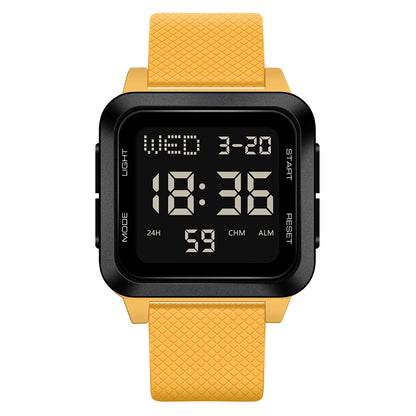 Men's sports watch, electronic waterproof LED digital watch, student alarm clock, countdown square electronic watch