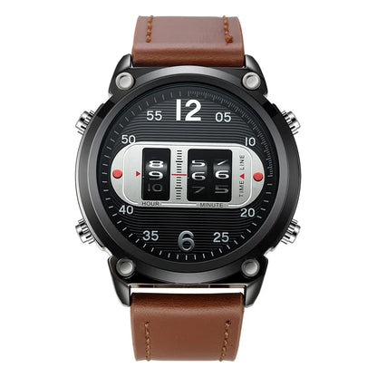 Big Brand Unique Designer Watches For Men Fashion Leather Band Simple Sports Date Quartz Watch Black Montres de Marque de Luxe